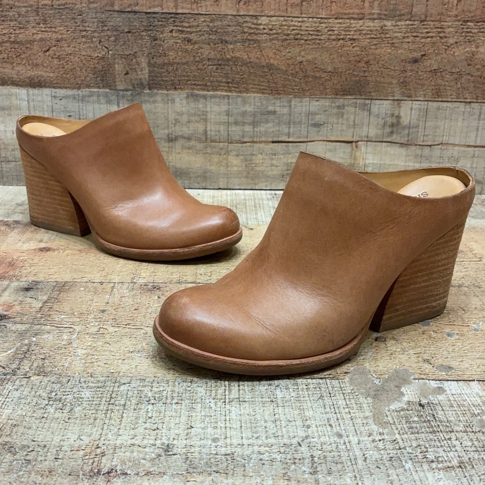 Kork-Ease K58037 Mules Womens Size 6.5 Brown Leather Block Heel Slip On Shoes